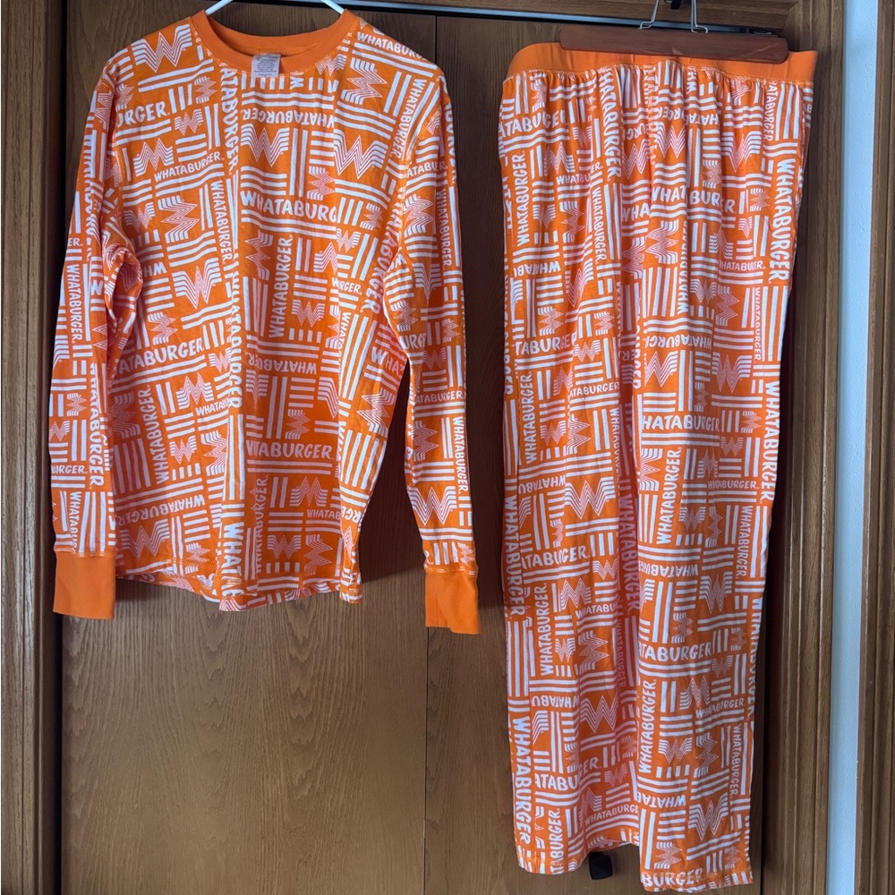 Vibrant Orange Whataburger Men's Pajama Set